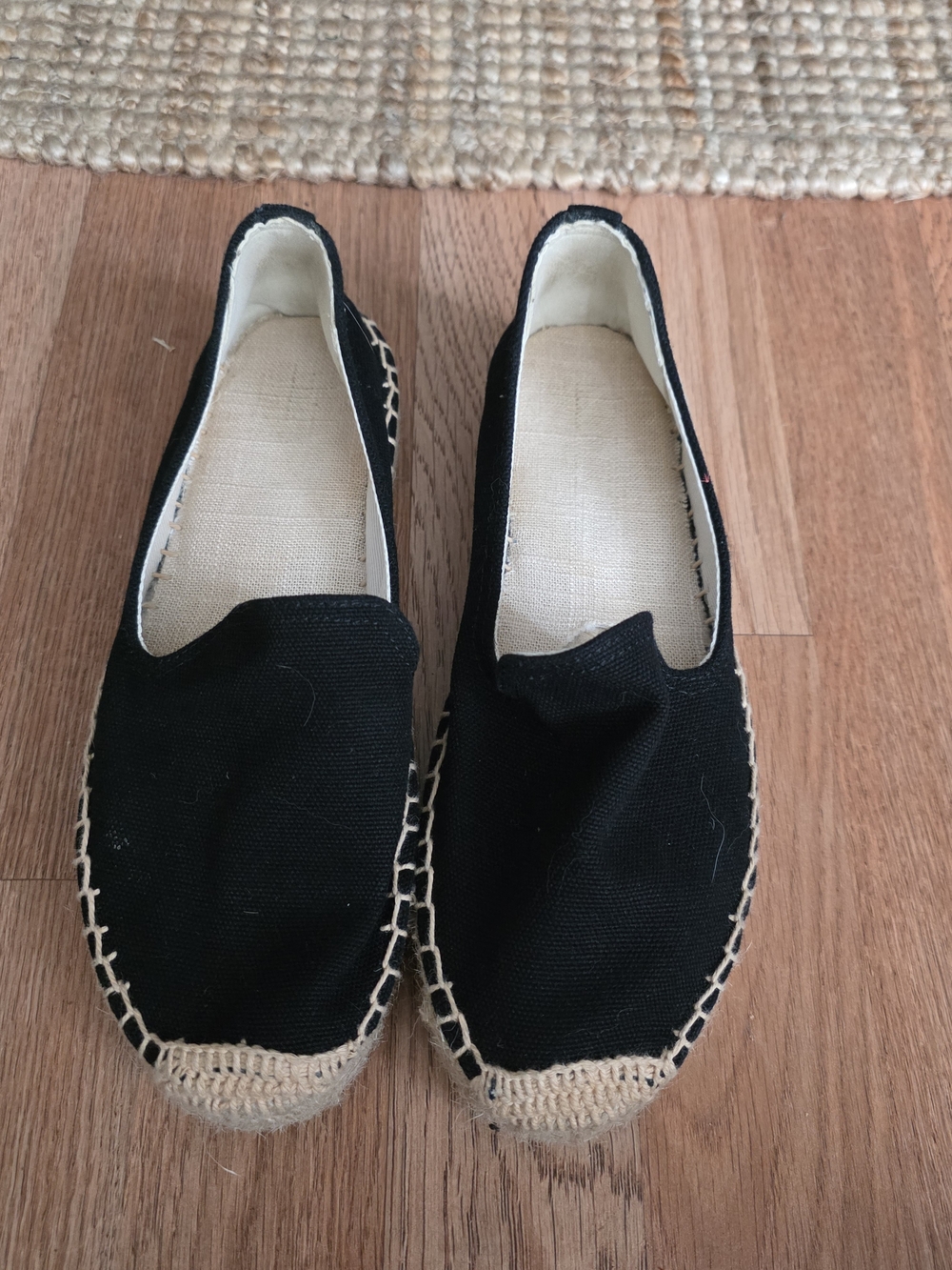Black Canvas Espadrille Slip-On Shoes
